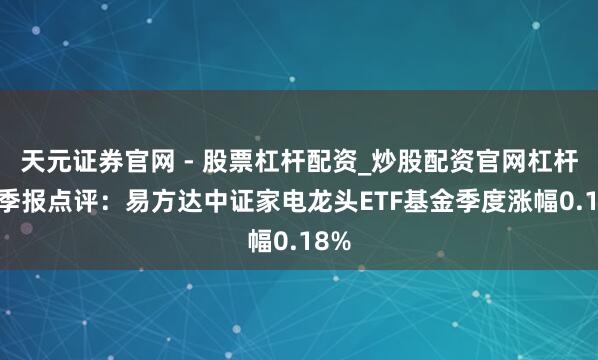 天元证券官网 - 股票杠杆配资_炒股配资官网杠杆 四季报点评：易方达中证家电龙头ETF基金季度涨幅0.18%