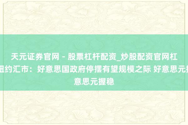 天元证券官网 - 股票杠杆配资_炒股配资官网杠杆 纽约汇市：好意思国政府停摆有望规模之际 好意思元握稳